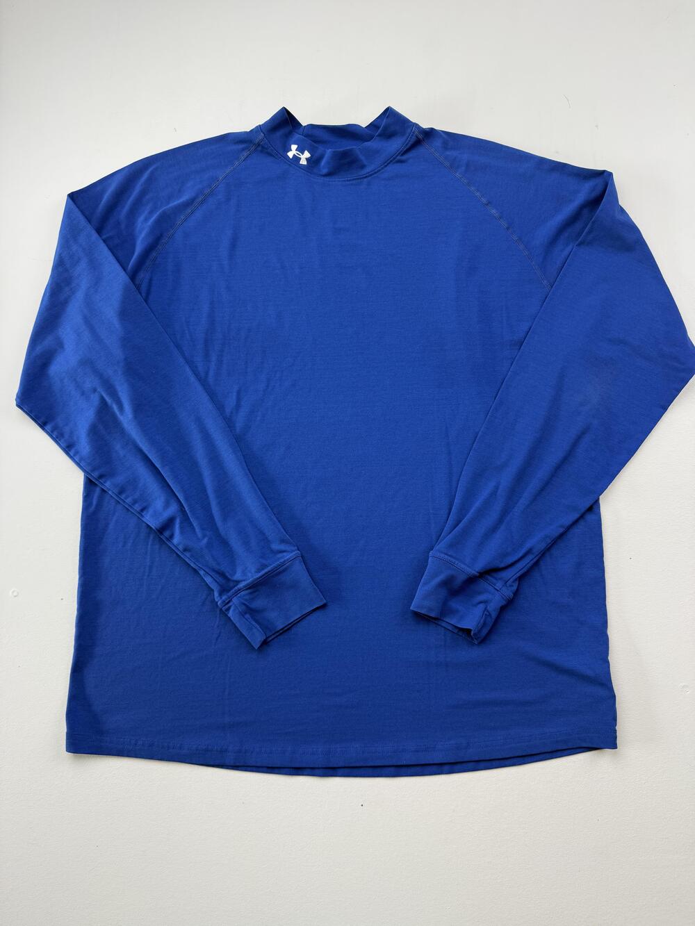 Under Armour Shirt Mens Large Blue Long Sleeve Mock Neck Base Layer Top